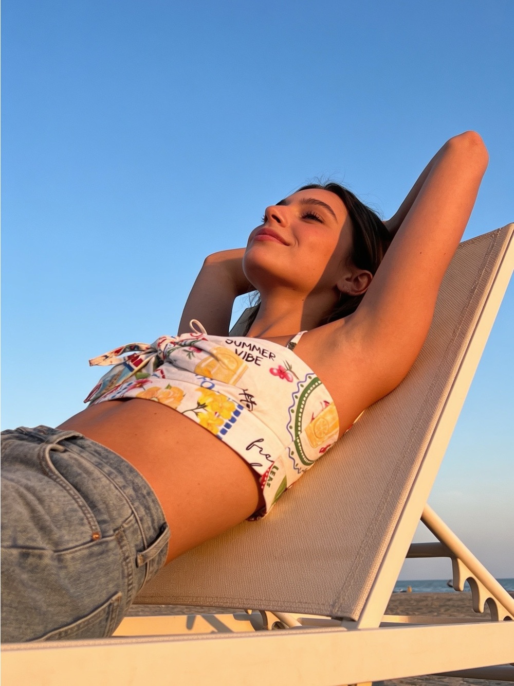 Joie Summer Vibe Tie-Front Bandeau Top - White with Citrus Print YT13/P27